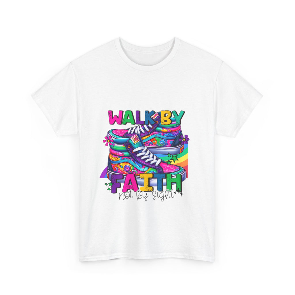 Faith-Inspired Unisex Heavy Cotton Tee, Walk by Faith Shirt, Inspirational T-Shirt, Casual Wear, Motivational Gift