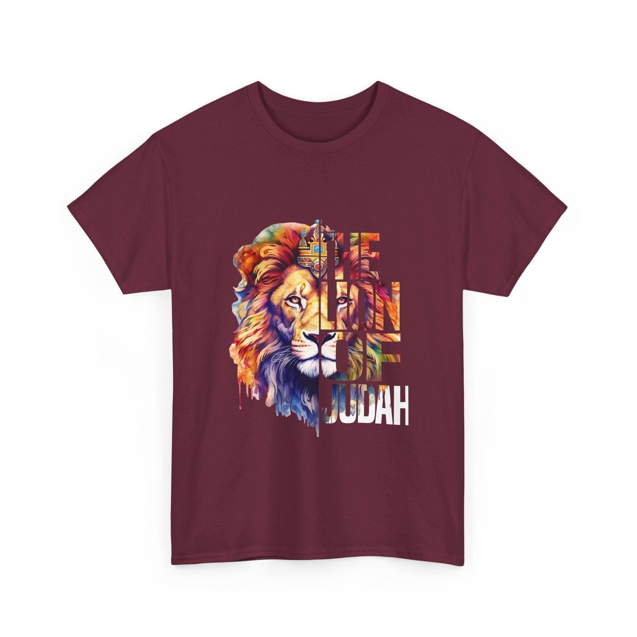 Vibrant Lion Graphic Tee - Unisex Heavy Cotton T-Shirt, Animal Lover Gift, Wild Spirit Apparel, Birthday Gift, Nature Enthusiast Clothing