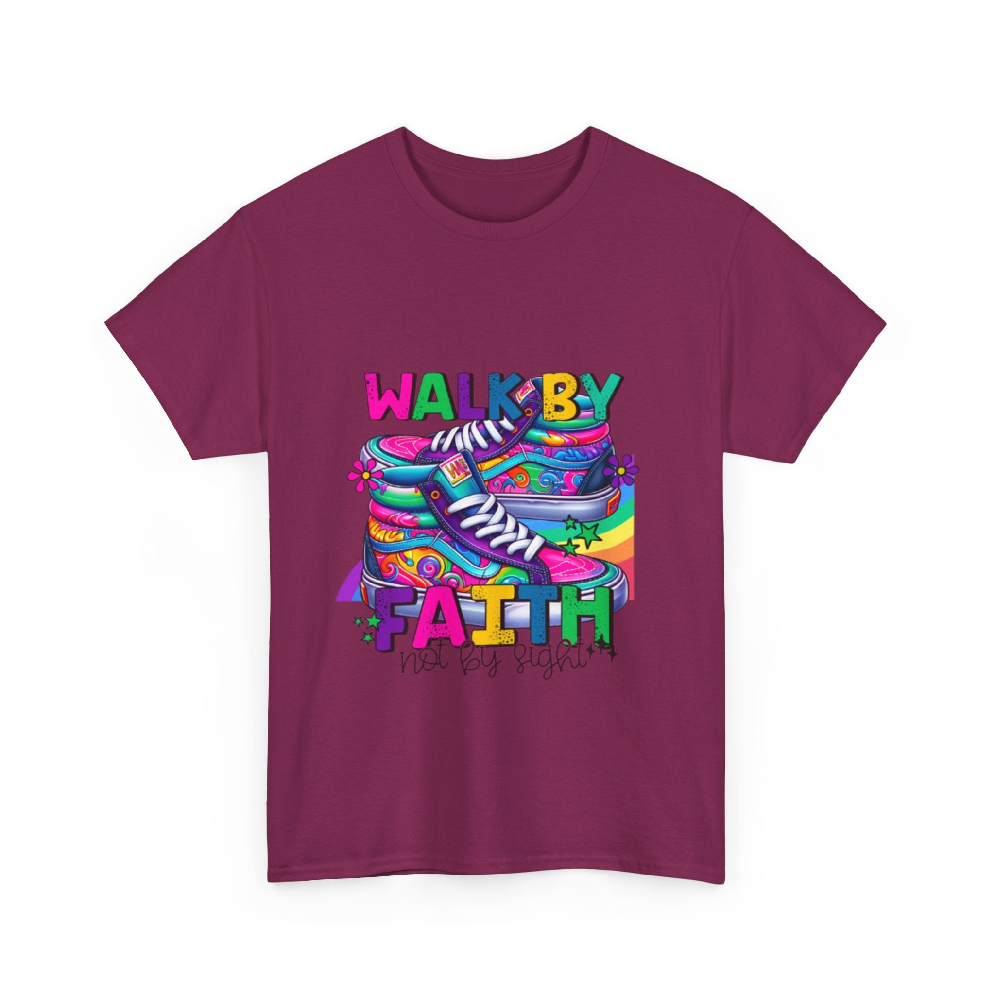 Faith-Inspired Unisex Heavy Cotton Tee, Walk by Faith Shirt, Inspirational T-Shirt, Casual Wear, Motivational Gift