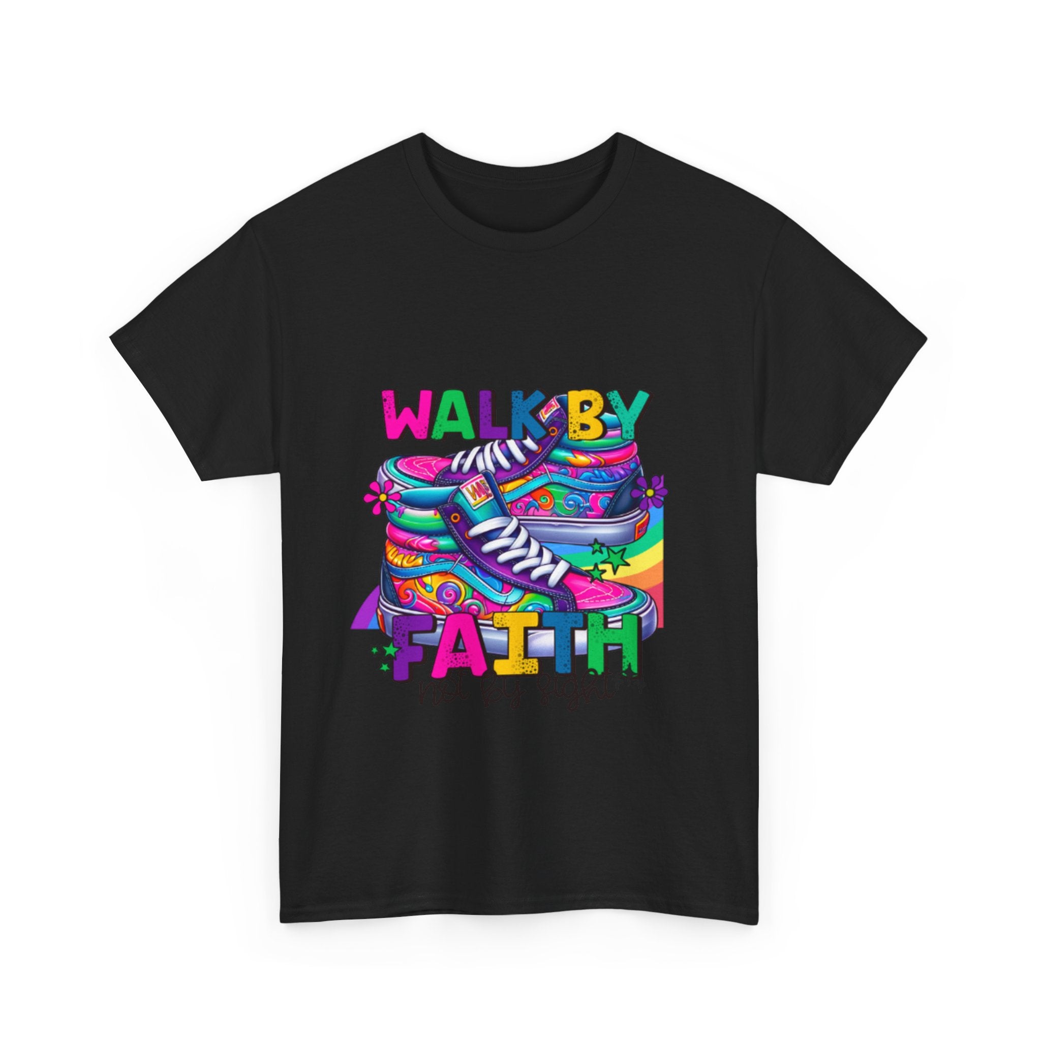 Faith-Inspired Unisex Heavy Cotton Tee, Walk by Faith Shirt, Inspirational T-Shirt, Casual Wear, Motivational Gift