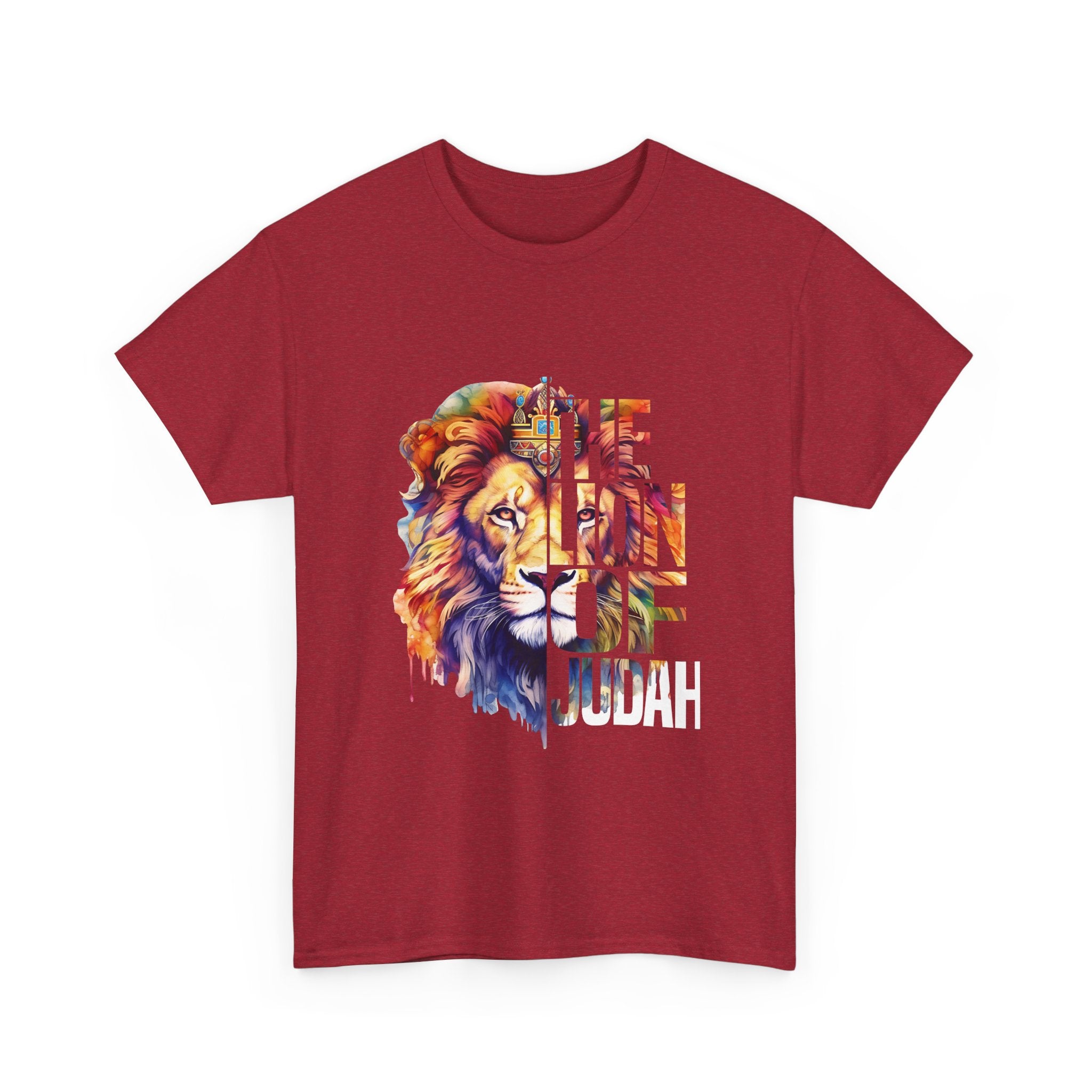 Vibrant Lion Graphic Tee - Unisex Heavy Cotton T-Shirt, Animal Lover Gift, Wild Spirit Apparel, Birthday Gift, Nature Enthusiast Clothing