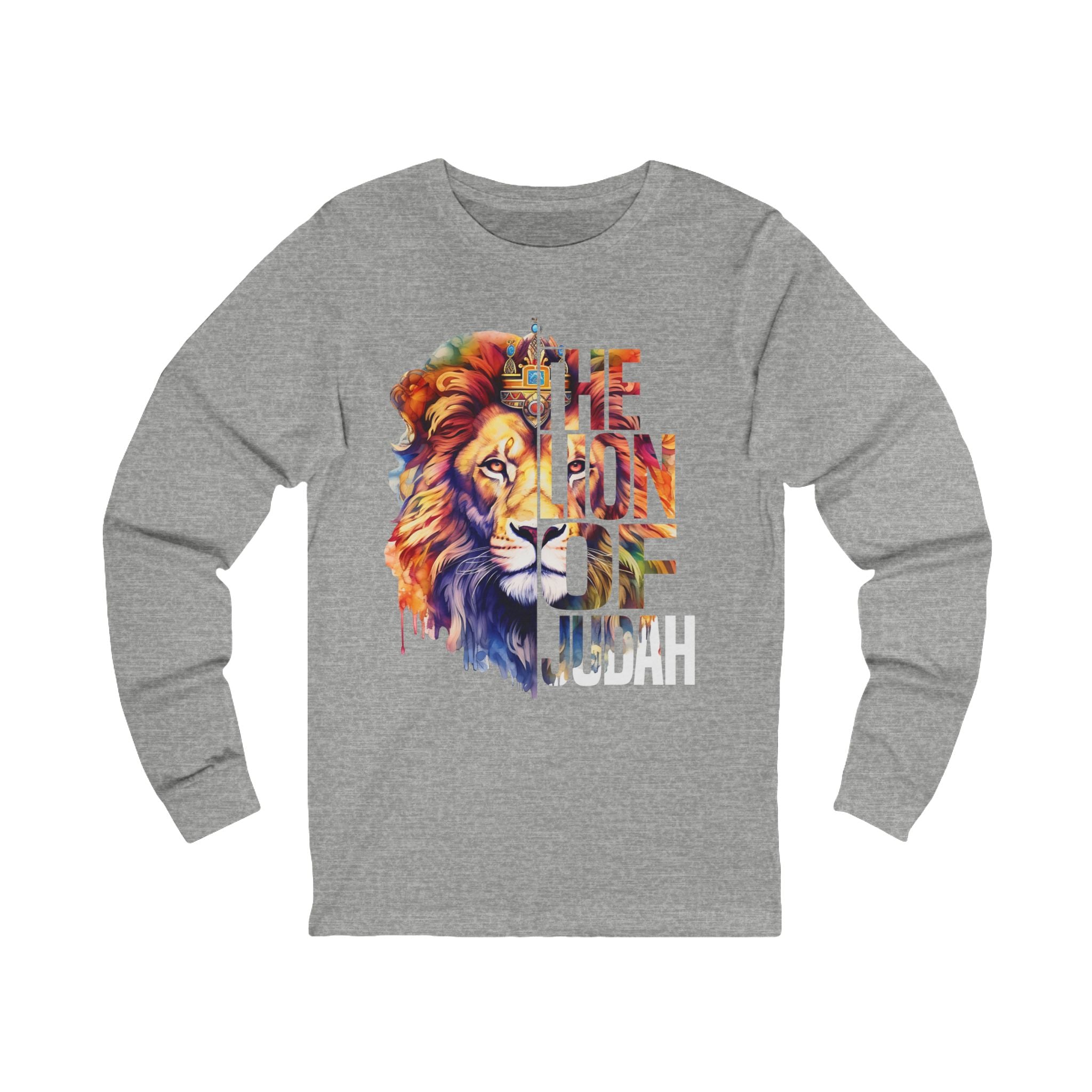 Colorful Lion Unisex Long Sleeve Tee, Bohemian Tee, Animal Lover Shirt, Gift Idea, Spiritual Apparel, Eco-Friendly Fashion
