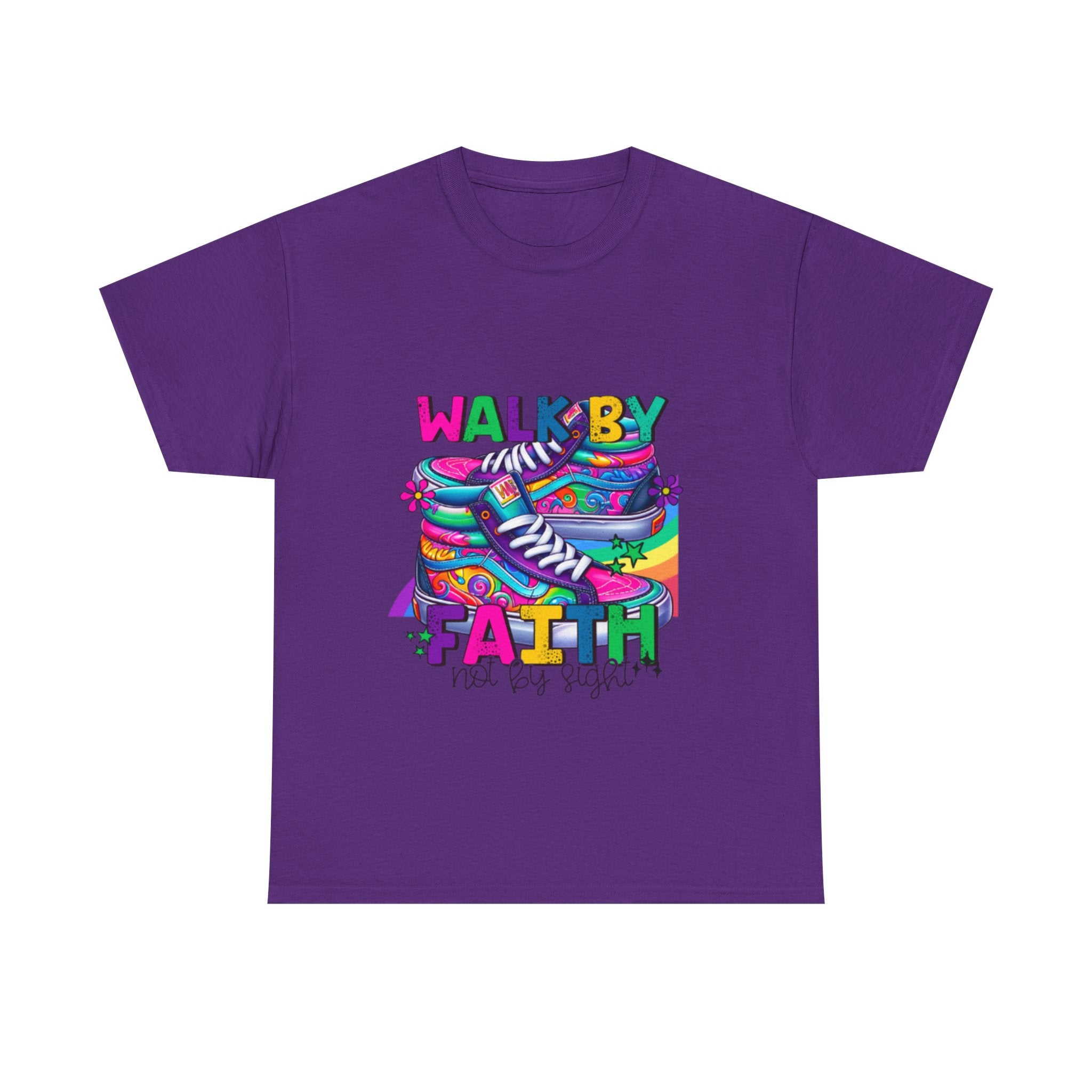 Faith-Inspired Unisex Heavy Cotton Tee, Walk by Faith Shirt, Inspirational T-Shirt, Casual Wear, Motivational Gift