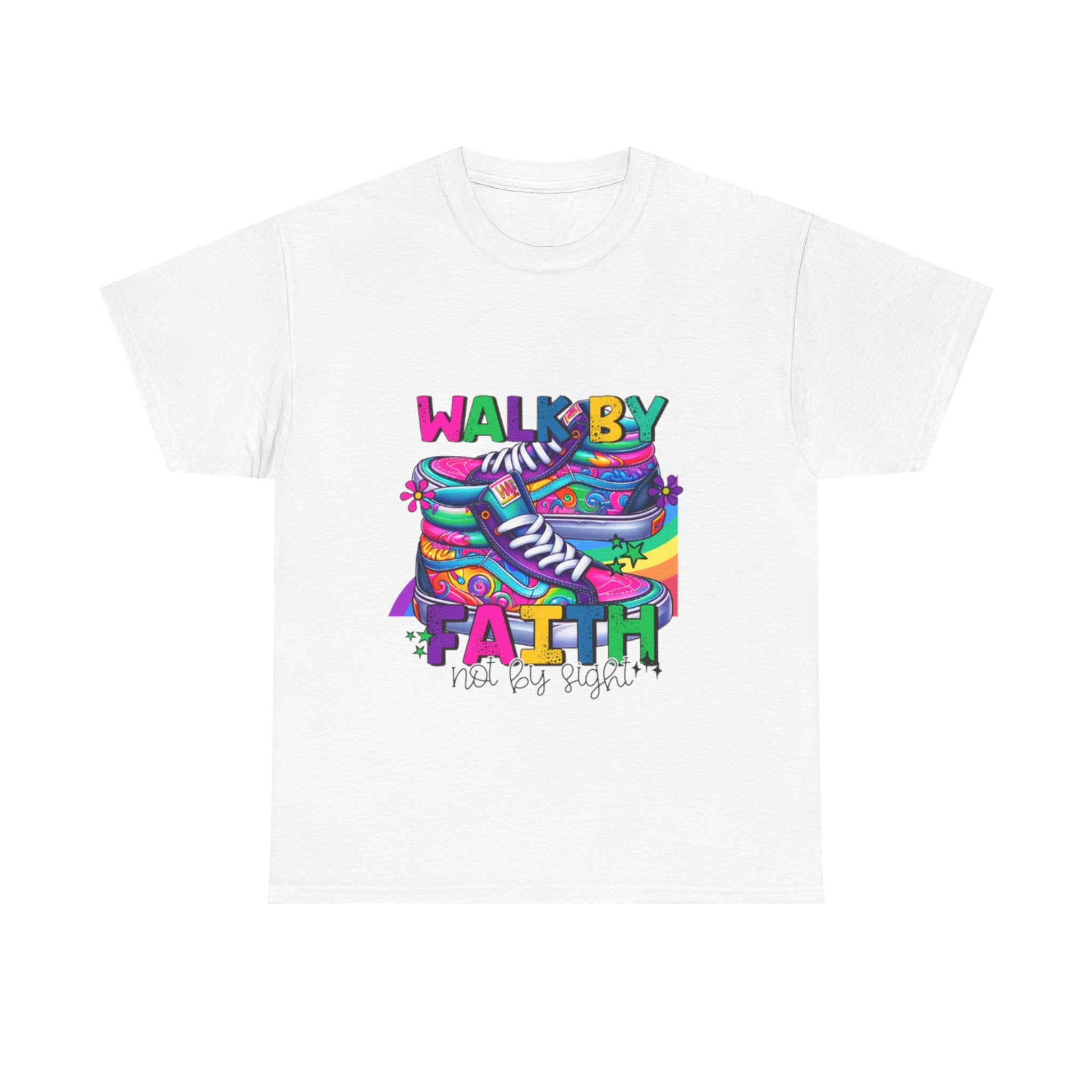 Faith-Inspired Unisex Heavy Cotton Tee, Walk by Faith Shirt, Inspirational T-Shirt, Casual Wear, Motivational Gift