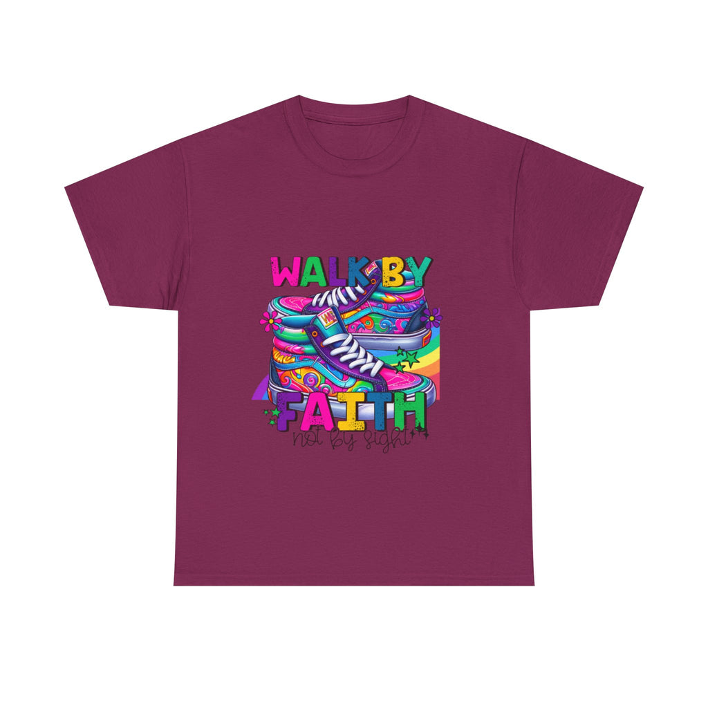 Faith-Inspired Unisex Heavy Cotton Tee, Walk by Faith Shirt, Inspirational T-Shirt, Casual Wear, Motivational Gift