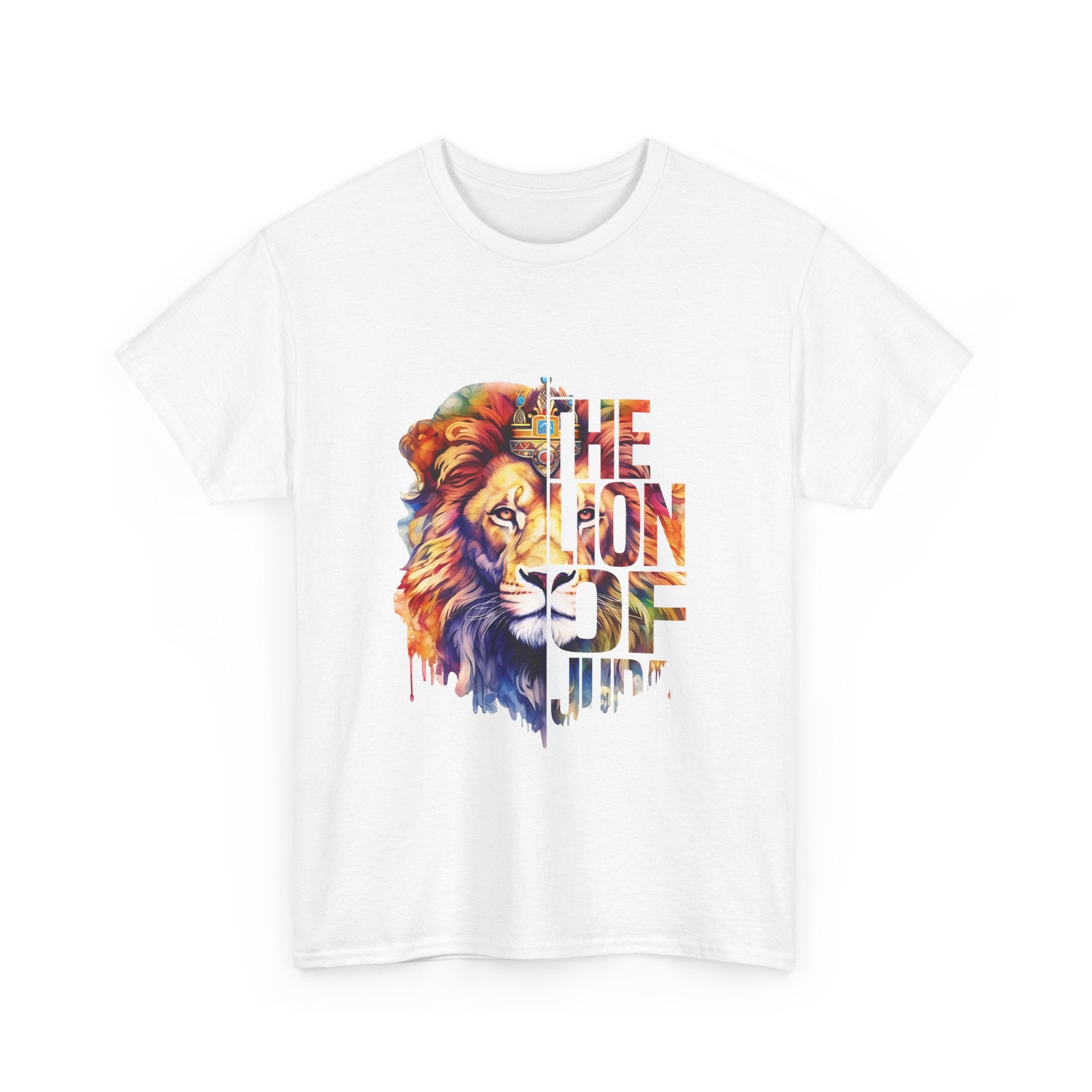 Vibrant Lion Graphic Tee - Unisex Heavy Cotton T-Shirt, Animal Lover Gift, Wild Spirit Apparel, Birthday Gift, Nature Enthusiast Clothing