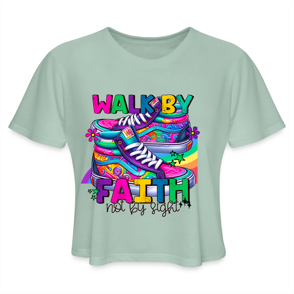 Women's Cropped T-Shirt - dusty mint blue