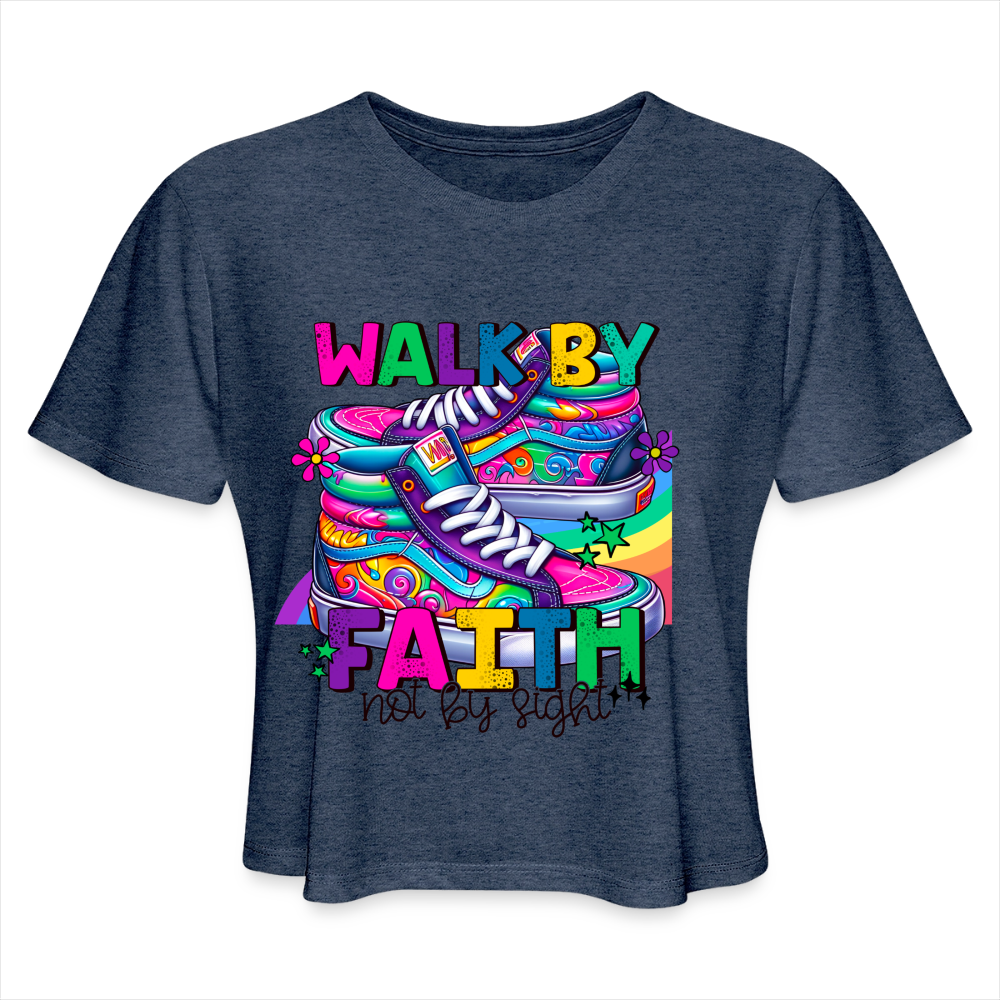 Women's Cropped T-Shirt - heather navy