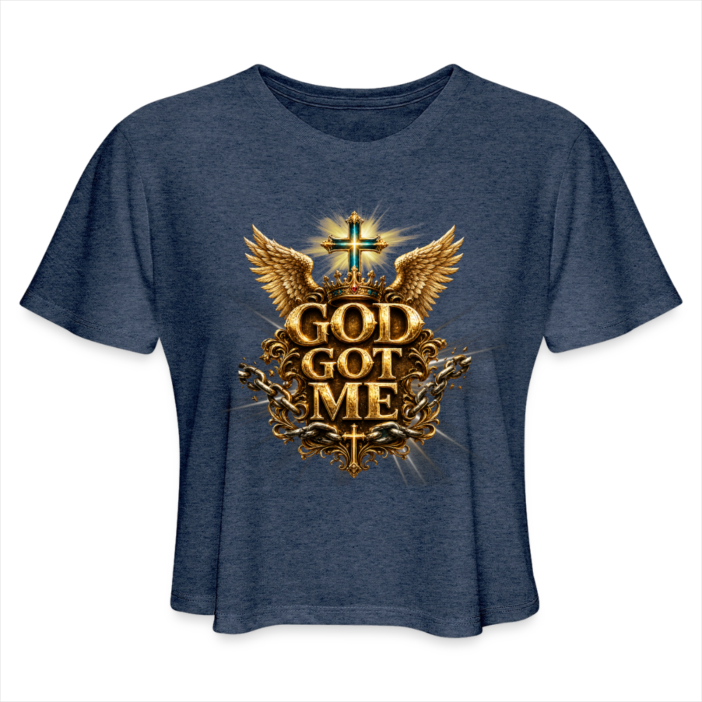 Women's Cropped T-Shirt - heather navy