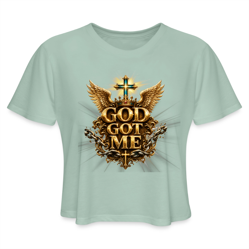 Women's Cropped T-Shirt - dusty mint blue