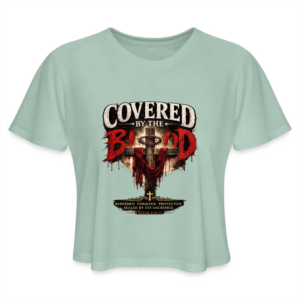 Women's Cropped T-Shirt - dusty mint blue