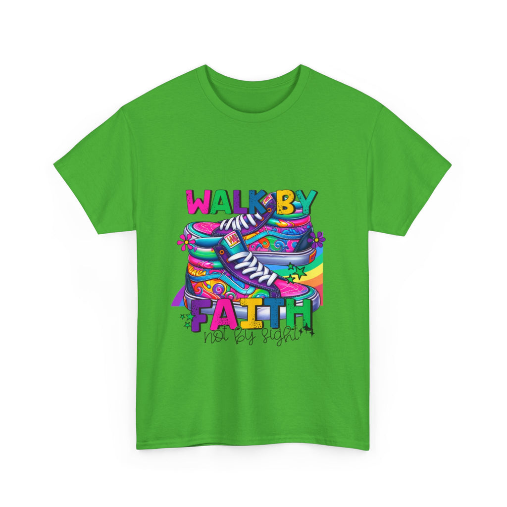 Faith-Inspired Unisex Heavy Cotton Tee, Walk by Faith Shirt, Inspirational T-Shirt, Casual Wear, Motivational Gift