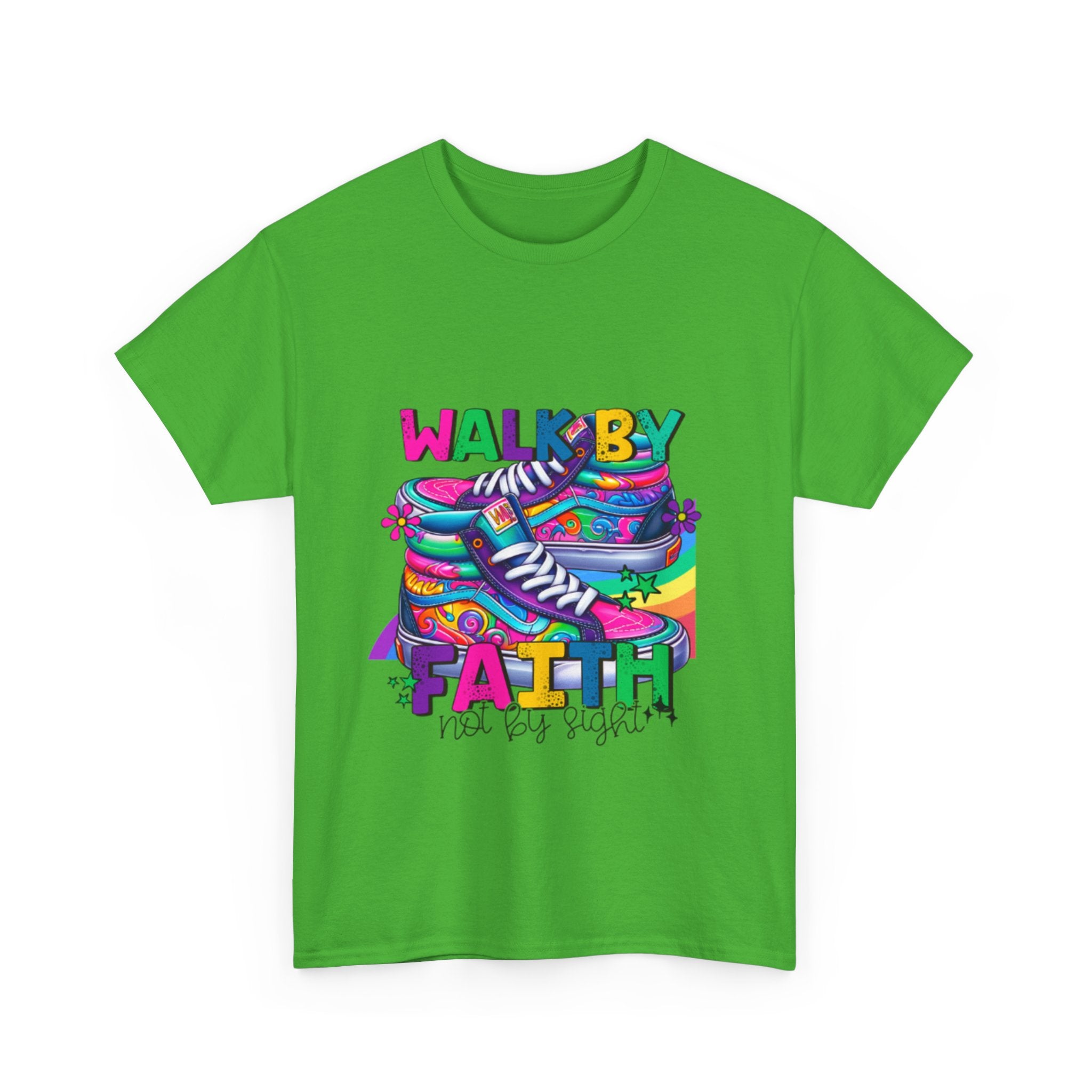 Faith-Inspired Unisex Heavy Cotton Tee, Walk by Faith Shirt, Inspirational T-Shirt, Casual Wear, Motivational Gift
