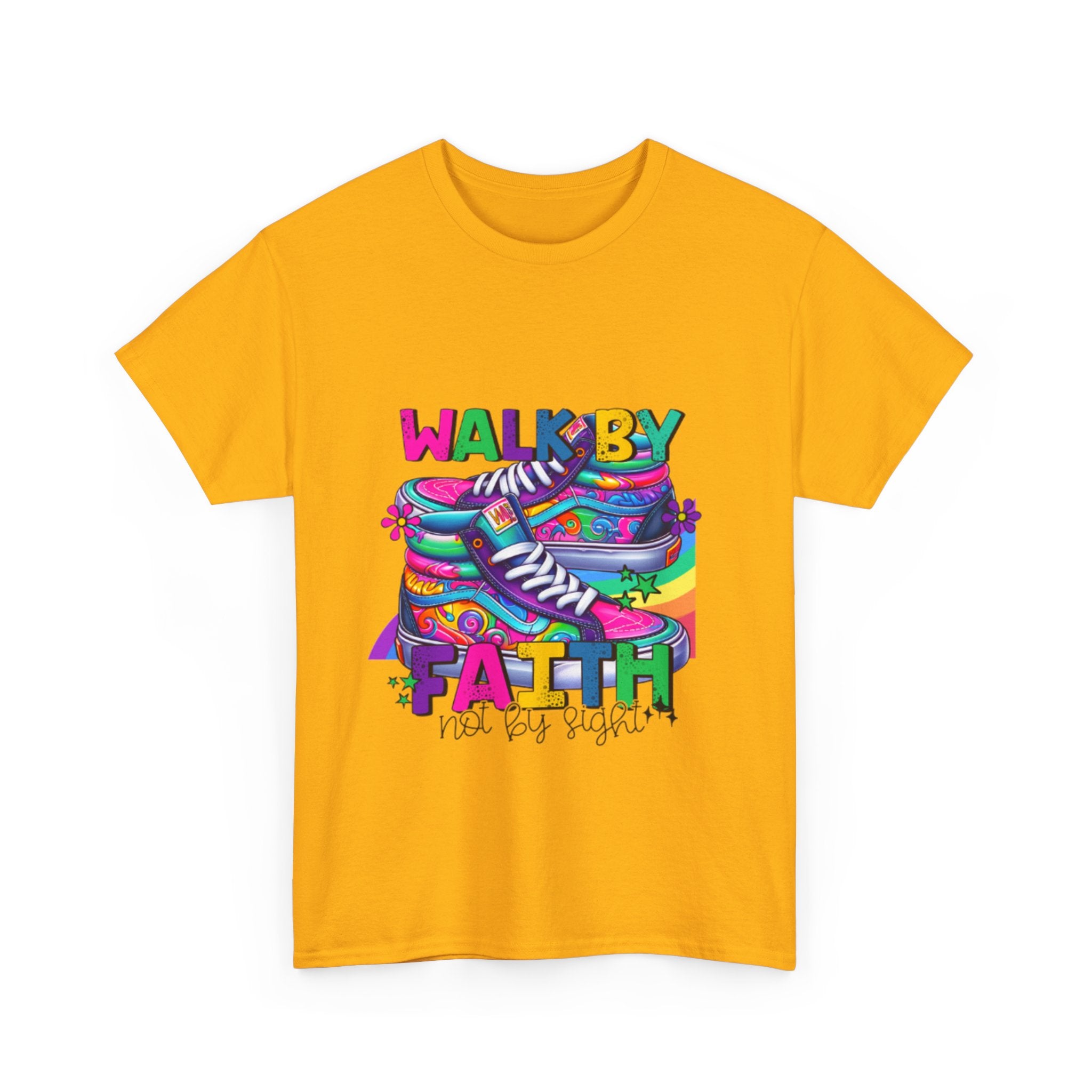 Faith-Inspired Unisex Heavy Cotton Tee, Walk by Faith Shirt, Inspirational T-Shirt, Casual Wear, Motivational Gift