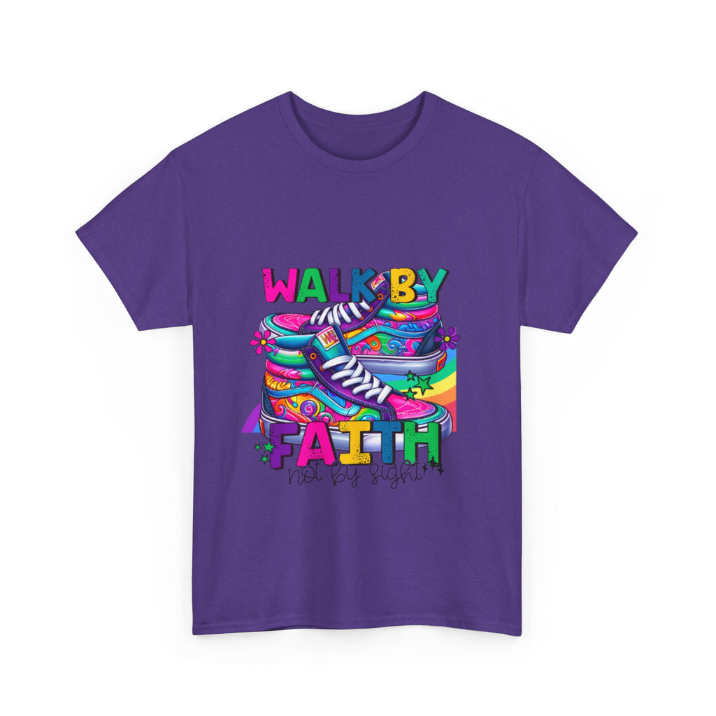 Faith-Inspired Unisex Heavy Cotton Tee, Walk by Faith Shirt, Inspirational T-Shirt, Casual Wear, Motivational Gift