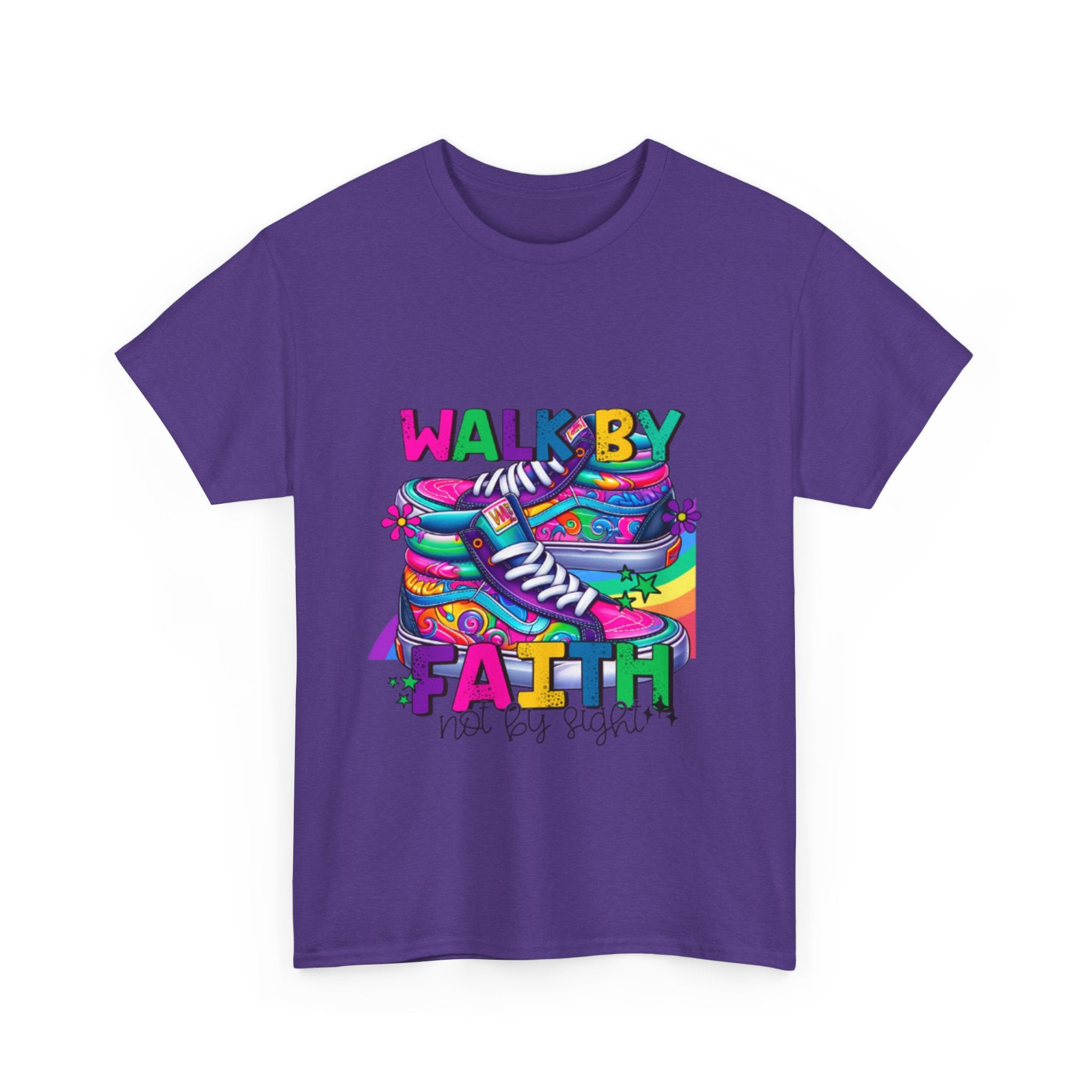 Faith-Inspired Unisex Heavy Cotton Tee, Walk by Faith Shirt, Inspirational T-Shirt, Casual Wear, Motivational Gift