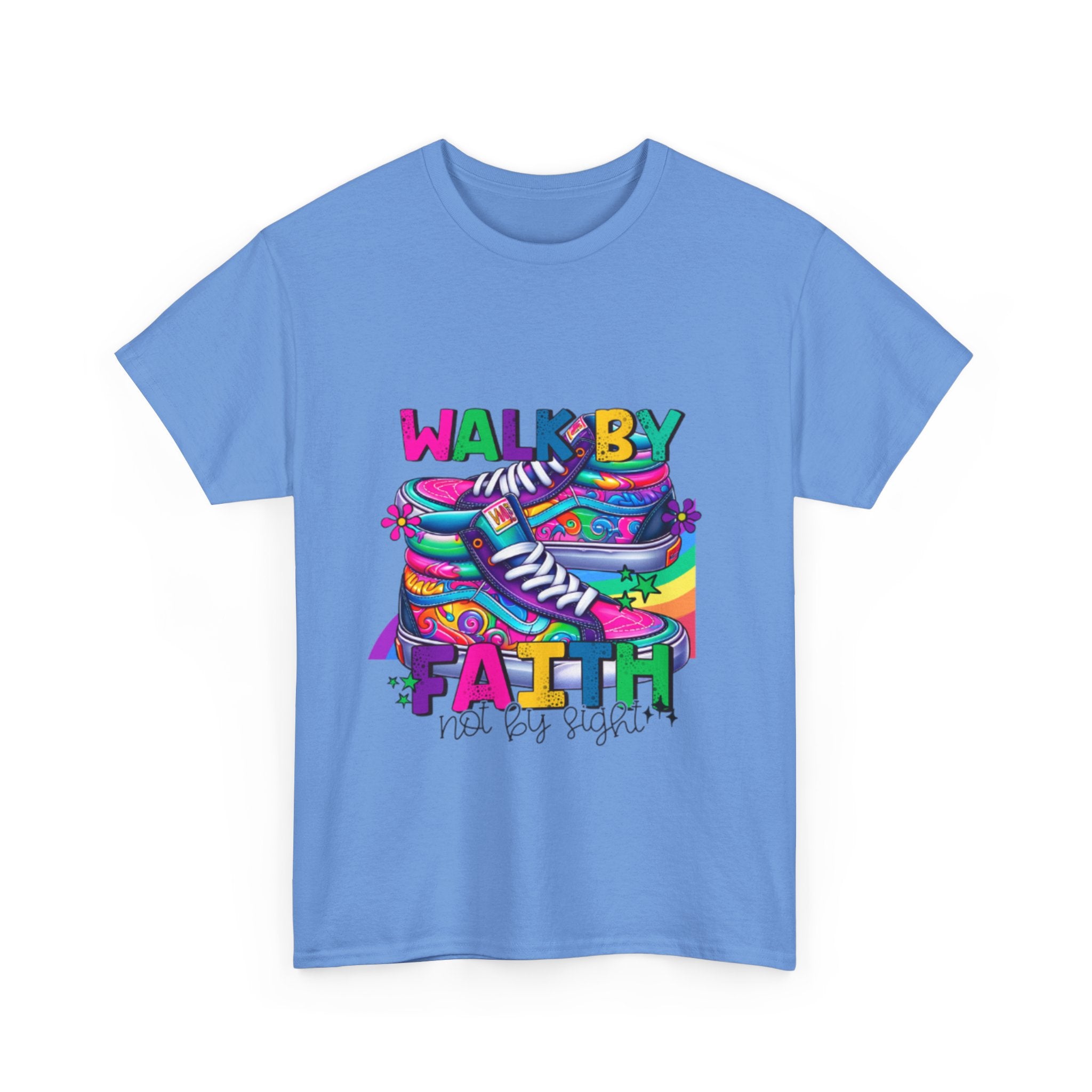 Faith-Inspired Unisex Heavy Cotton Tee, Walk by Faith Shirt, Inspirational T-Shirt, Casual Wear, Motivational Gift
