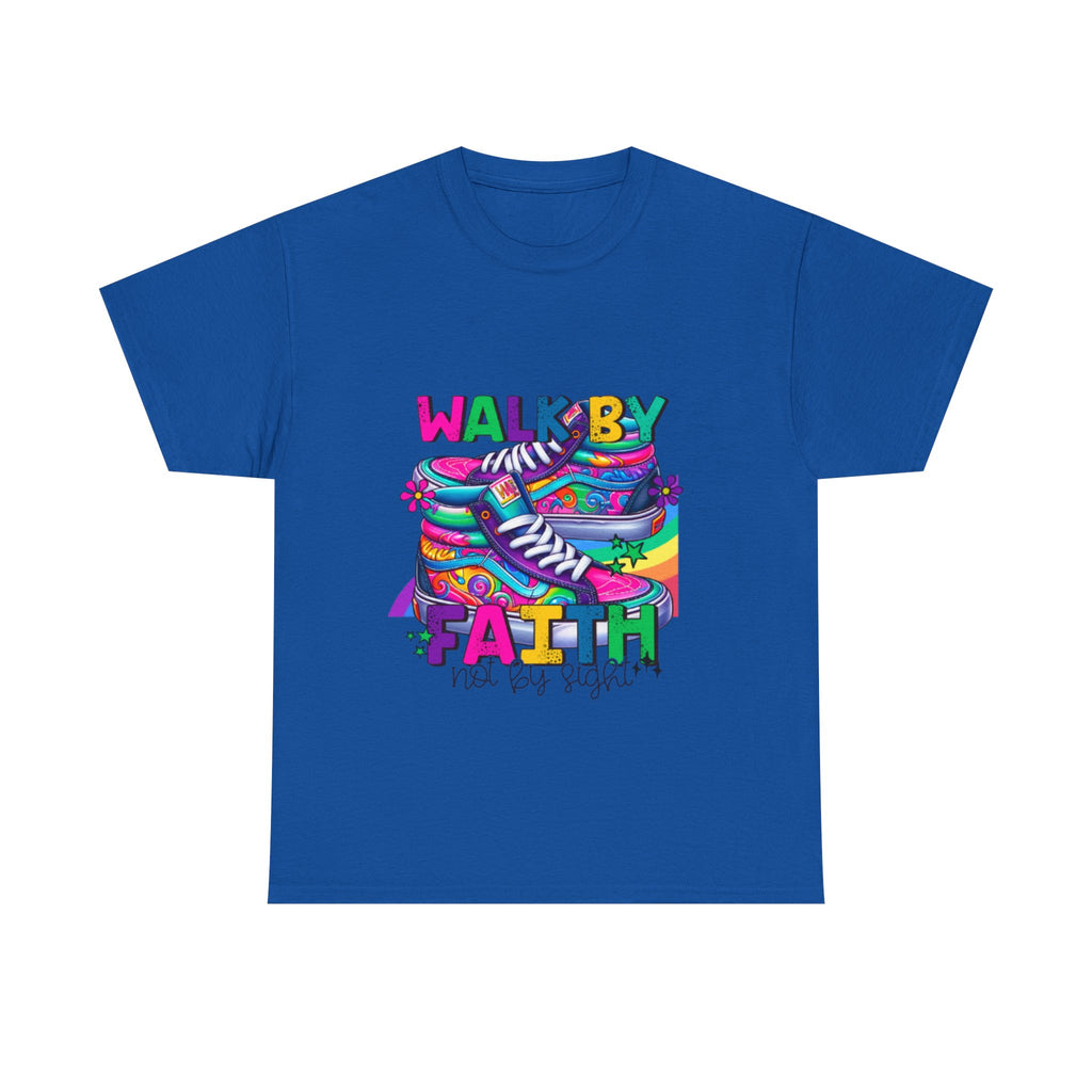 Faith-Inspired Unisex Heavy Cotton Tee, Walk by Faith Shirt, Inspirational T-Shirt, Casual Wear, Motivational Gift