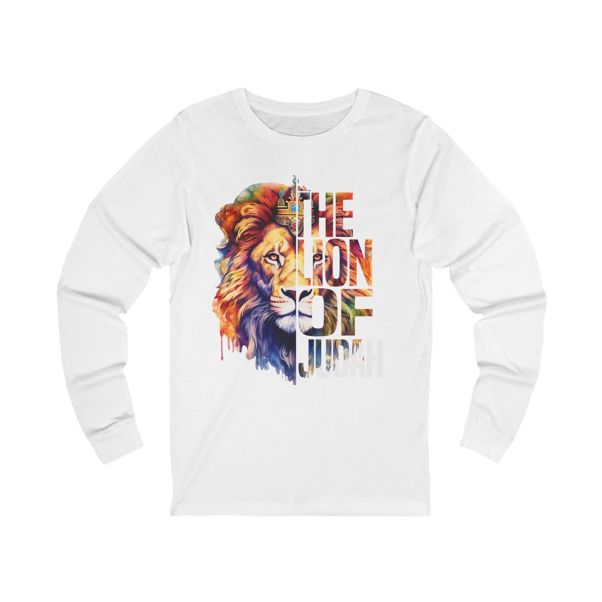 Colorful Lion Unisex Long Sleeve Tee, Bohemian Tee, Animal Lover Shirt, Gift Idea, Spiritual Apparel, Eco-Friendly Fashion