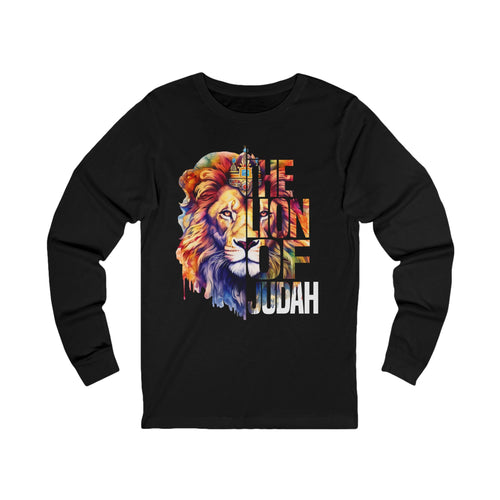 Colorful Lion Unisex Long Sleeve Tee, Bohemian Tee, Animal Lover Shirt, Gift Idea, Spiritual Apparel, Eco-Friendly Fashion