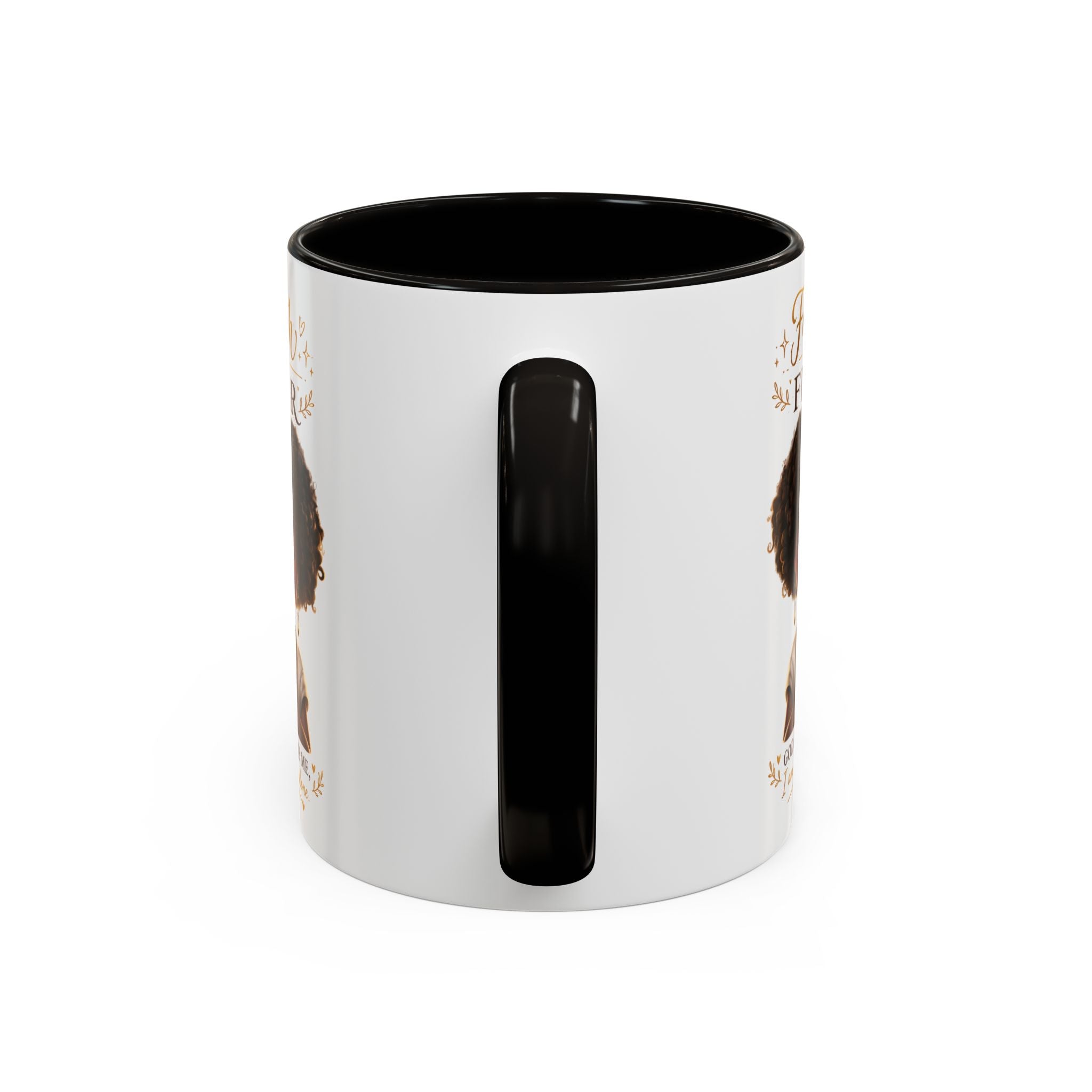Faith Over Fear Coffee Mug — "God Is With Me" Inspirational Black Girl Ceramic Mug (11oz & 15oz)