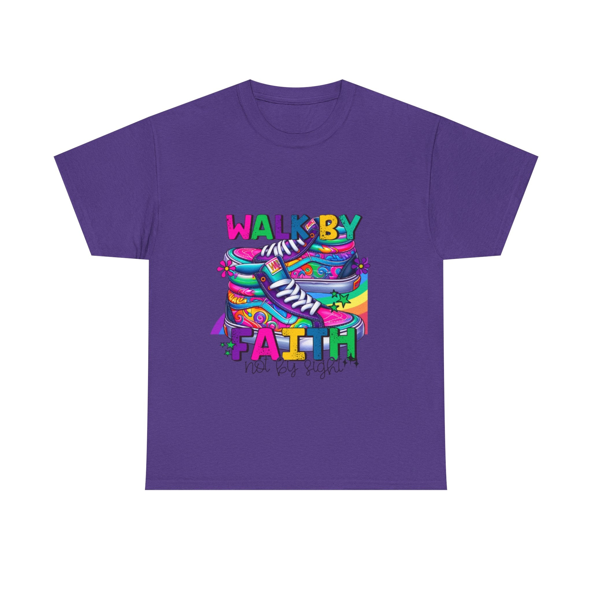 Faith-Inspired Unisex Heavy Cotton Tee, Walk by Faith Shirt, Inspirational T-Shirt, Casual Wear, Motivational Gift