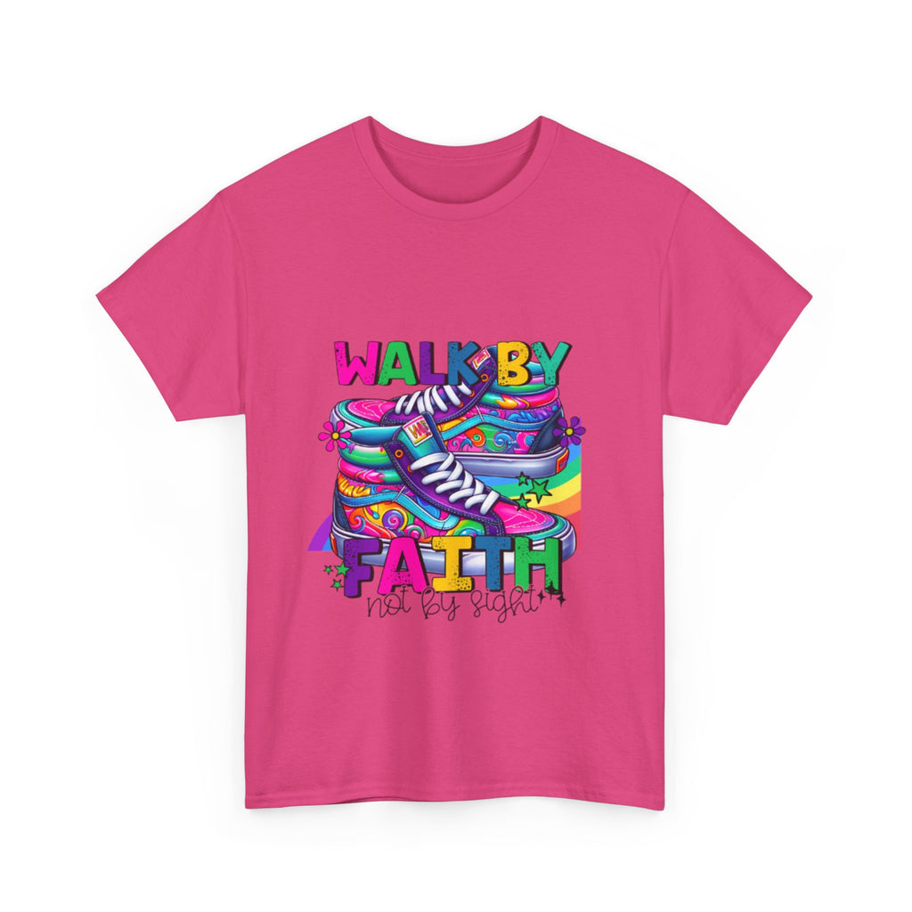 Faith-Inspired Unisex Heavy Cotton Tee, Walk by Faith Shirt, Inspirational T-Shirt, Casual Wear, Motivational Gift