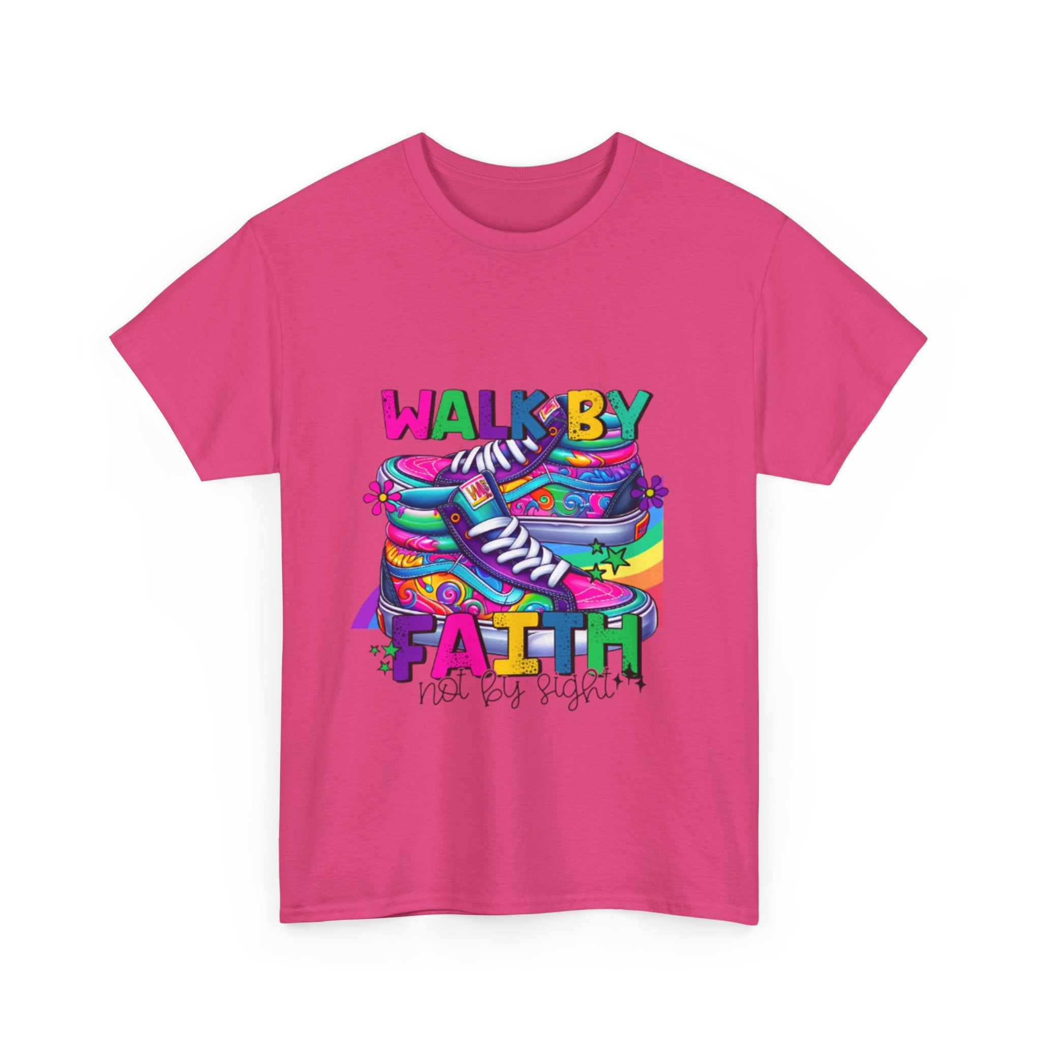 Faith-Inspired Unisex Heavy Cotton Tee, Walk by Faith Shirt, Inspirational T-Shirt, Casual Wear, Motivational Gift