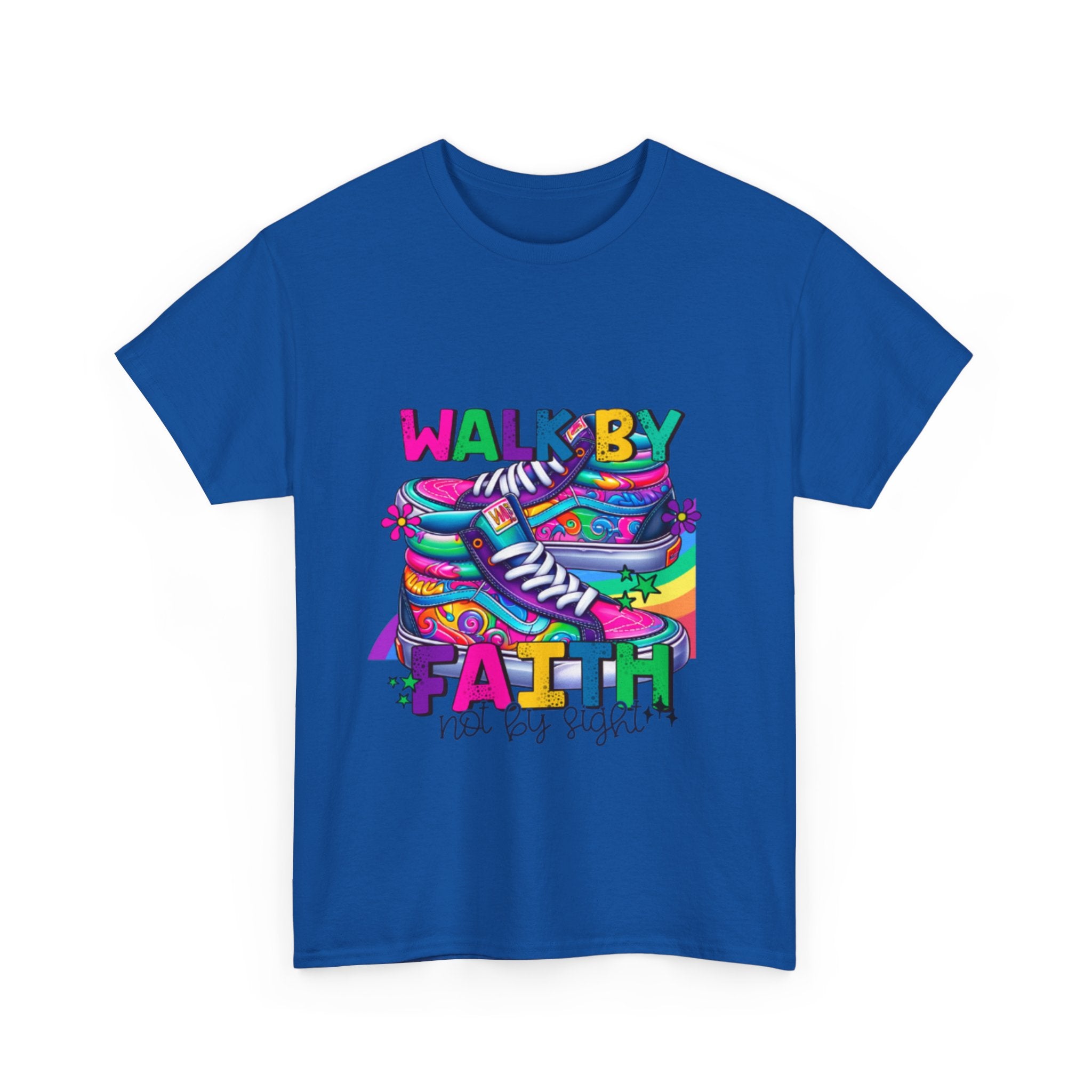 Faith-Inspired Unisex Heavy Cotton Tee, Walk by Faith Shirt, Inspirational T-Shirt, Casual Wear, Motivational Gift